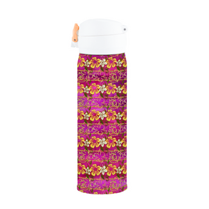 Golden Daisies magenta pattern : Thermal Bottle - 17oz Portable Thermal Bottle with Flip Cap Stainless Steel Bottle - 23cm x 6.6cm (9" x 2.6")  - Free standard shipping