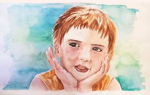 Vassia Sarri Creations, watercolor painting little boy