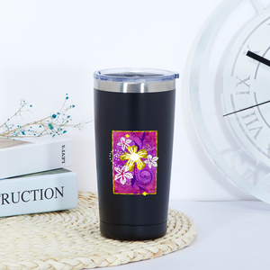 Golden Daisies : Multicolor Stainless Steel Vacuum -insulated large mug without handle  20 oz - Free standard shipping