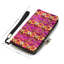 Load image into Gallery viewer, Golden Daisies Magenta pattern : Money purse - 7.9&#39;&#39; x 4.1&#39;&#39; x 1&#39;&#39;- Credit Card Holders - Zipper Wristlet - Free standard shipping
