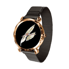 Load image into Gallery viewer, Angelic Feathers : Quartz Watch metallic bracelet, Magnetic Buckle - Bronze Frame - Many Metallic Bracelet Colors - in premium gift box - 1.3 × 1.3&quot; - Free standard shipping
