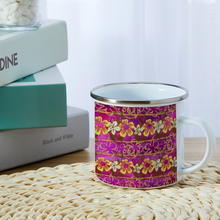 Load image into Gallery viewer, Golden Daisies Magenta pattern : Mug Enamel Camping Style - Heat-Resistant  - 10 Oz  - Free standard shipping
