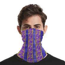 Load image into Gallery viewer, Golden Daisies Purple pattern : Bandana -Face cover,  Multi-Function Headband for Adults - 50cm x 25cm / 19.6&#39;&#39; x 9.8&#39;&#39; - Free standard shipping
