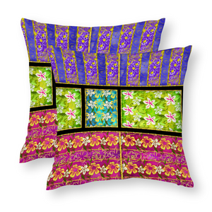 Golden Daisies complex pattern :  Square Cotton pillow case - Double side printing - Multi sizes - Free standard shipping