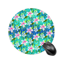 Load image into Gallery viewer, Golden Daisies Turquoise pattern : Round Mouse Pad, Non-Slip Base for Computer -  7.9&quot;X7.9&quot; - 20cm x 20cm  - Free standard shipping
