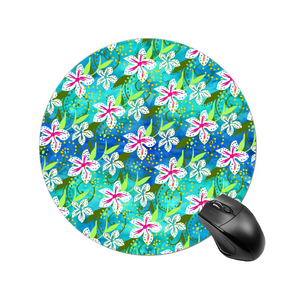 Golden Daisies Turquoise pattern : Round Mouse Pad, Non-Slip Base for Computer -  7.9"X7.9" - 20cm x 20cm  - Free standard shipping