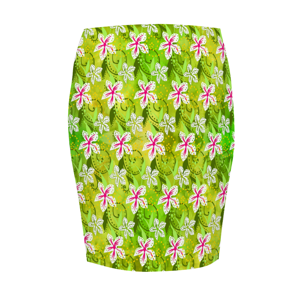 Golden Daisies : Women All Over Print Elasticated short Waist Pencil Skirt -  Up to 2XL - Free standard shipping