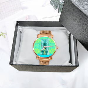 Engraving Window : Quartz Watch metallic bracelet, Magnetic Buckle - Bronze Frame - Many Metallic Bracelet Colors - in premium gift box - 1.3 × 1.3" - Free standard shipping