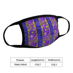 Golden Daisies Purple pattern : Adult Protection mask - Face Cover - 17cm x 13cm - 6.7" x 5.1" -  Free standard shipping