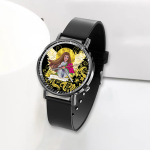 Prosperity Angel : Black Plastic Quartz Watch in premium gift box - 1.6 × 1.6" - Free standard shipping