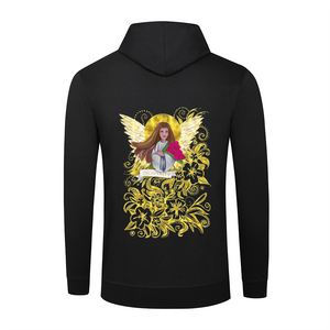 Original Art - Vassia Sarri Creations, Properity Angel for your sweater pullover with pocket, to bring positive vibes in your life and reprogram your subconscious, so you become open towards prosperity opportunities