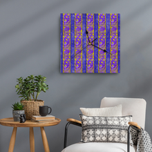 Load image into Gallery viewer, Golden Daisies Purple pattern : Wooden Wall Clock -  3 different sizes: 11&quot;/12&quot;/15&quot; Square Non-ticking Scaleless - Free standard shipping
