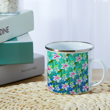 Load image into Gallery viewer, Golden Daisies Turquoise pattern : Mug Enamel Camping Style - Heat-Resistant  - 10 Oz  - Free standard shipping
