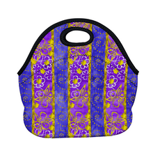 Load image into Gallery viewer, Golden Daisies purple pattern : Insulated Lunch Bag 12&quot; x 11&quot; x 6.3&quot;  -  Free standard shipping
