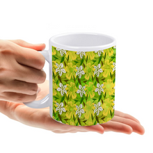 Load image into Gallery viewer, Golden Daisies Green pattern : Classic mug - 11oz: 3.8” h x 3.2” diameter -  Free standard shipping
