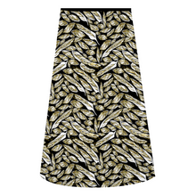 Load image into Gallery viewer, Angelic Feathers , black bg : A-line Midi Skirt - Polyester stretch fabric - Free standard shipping
