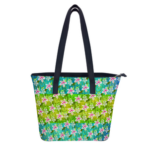 Golden Daisies Green Turquoise pattern : Trendy Handbag - 29cm x 34cm x 14cm (11.4" x 13.4" x 5.5") - Artificial Leather - Free standard shipping