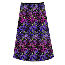 Load image into Gallery viewer, Glowing flowers - pattern 2 - A-line Midi Skirt - Polyester stretch fabric - Free standard shipping
