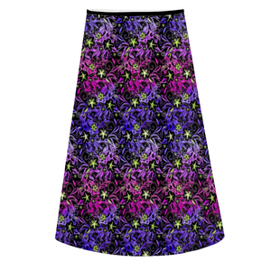 Glowing flowers - pattern 2 - A-line Midi Skirt - Polyester stretch fabric - Free standard shipping