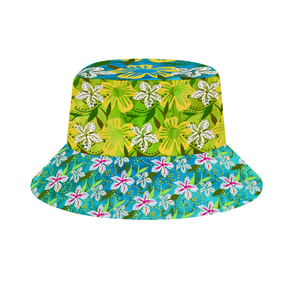 Golden Daisies Green Turquoise pattern : Bucket hat - Free standard shipping