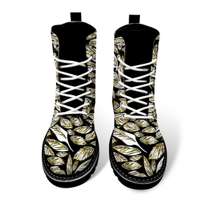 Angelic Feathers black : Black Boots, PU leather upper + Rubber sole - Free standard shipping