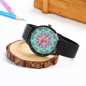 Magic Stardust original pattern : Black Plastic Quartz Watch in premium gift box - 1.6 × 1.6" - Free standard shipping