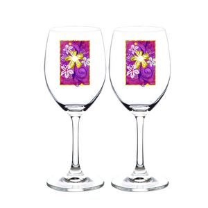 Golden Daisies : Wine glasses set of 2  11 oz/17 oz - Free standard shipping