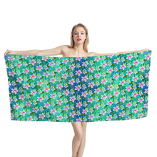 Load image into Gallery viewer, Golden Daisies - Turquoise pattern : Large body towel for Bath and the sea - 35&#39;&#39; x 59&#39;&#39; -  90cm x 150cm  - Free standard shipping
