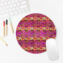 Load image into Gallery viewer, Golden daisies magenta pattern : Round Mouse Pad, Non-Slip Base for Computer -  7.9&quot;X7.9&quot; - 20cm x 20cm  - Free standard shipping
