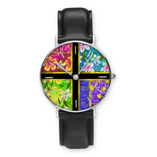 Load image into Gallery viewer, Golden Daisies : Quartz Watch Leather black with Gold or Silver frame - in premium gift box - 1.5 × 1.5&quot; - Free standard shipping
