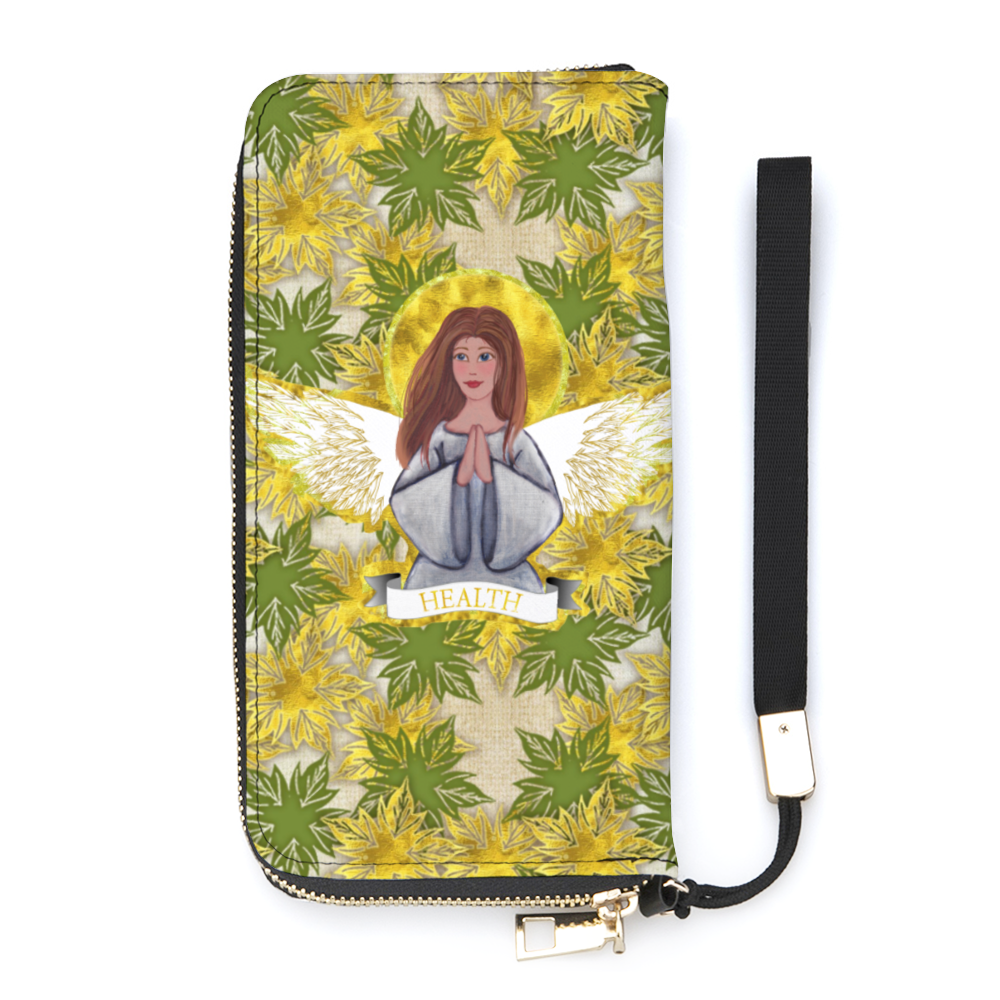 Health Angel - with prayer : Money purse - 7.9'' x 4.1'' x 1''- Credit Card Holders - Zipper Wristlet - Free standard shipping