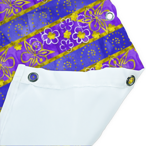 Golden Daisies purple pattern : Bath Shower Curtain – 12 different sizes – Free standard shipping