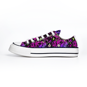 Glowing Flowers : All Star style Unisex Low top Canvas Shoes - Free standard shipping