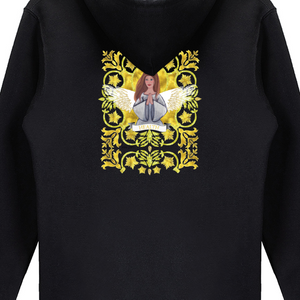 Health Angel : Unisex Zippered Hoodie Cotton (50%)- Black or White -  Gildan 88600 - XS to 2XL