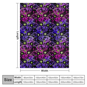 Glowing Flowers : Thin Flannel Blanket - single sided print – 4 Sizes 60’’x80, 60’’x50, 40’’x50, 40’’x30  - Free standard shipping