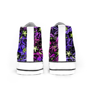 Glowing Flowers : All Star style Unisex Boots (High Top) Canvas Shoes - Free standard shipping