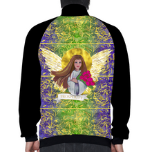 Load image into Gallery viewer, Original Art - Vassia Sarri Creations, Prosperity Angel for your Japanese terry baseball jacket, with pocket, to bring positive vibes in your life and reprogram your subconscious, so you become open towards prosperity opportunities
