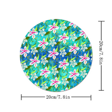 Load image into Gallery viewer, Golden Daisies Turquoise pattern : Round Mouse Pad, Non-Slip Base for Computer -  7.9&quot;X7.9&quot; - 20cm x 20cm  - Free standard shipping
