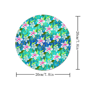 Golden Daisies Turquoise pattern : Round Mouse Pad, Non-Slip Base for Computer -  7.9"X7.9" - 20cm x 20cm  - Free standard shipping