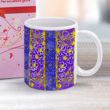 Load image into Gallery viewer, Golden Daisies Purple pattern : Classic mug - 11oz: 3.8” h x 3.2” diameter -  Free standard shipping
