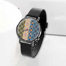 Load image into Gallery viewer, Vassia Sarri Creations, Black Plastic Watch quartz, Byzantium Garden Design, original art
