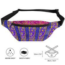 Load image into Gallery viewer, Golden Daisies Purple Magenta pattern : Waist bag Banana style - 36cm x 15cm - 14.2&#39;&#39; x 5.9&#39;&#39; -  Free standard shipping
