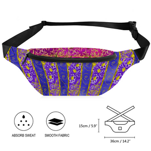 Golden Daisies Purple Magenta pattern : Waist bag Banana style - 36cm x 15cm - 14.2'' x 5.9'' -  Free standard shipping