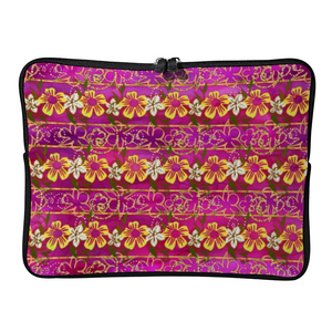 Golden Daisies magenta pattern : Briefcase sleeve - multi sizes - available for 10" / 12" / 13" / 15" / 17" laptops or tablets  -  Free standard shipping