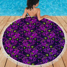 Load image into Gallery viewer, Glowing Flowers : Round picnic or beach  Mat - 150cm x 150cm - 59&#39;&#39; x 59&#39;&#39; -  Free standard shipping
