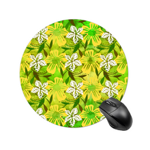 Load image into Gallery viewer, Golden Daisies Green pattern : Round Mouse Pad, Non-Slip Base for Computer -  7.9&quot;X7.9&quot; - 20cm x 20cm  - Free standard shipping
