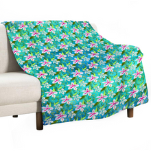 Load image into Gallery viewer, Golden Daisies Turquoise pattern : Thin Flannel Blanket - single sided print – 4 Sizes 60’’x80, 60’’x50, 40’’x50, 40’’x30  - Free standard shipping
