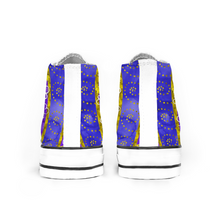 Load image into Gallery viewer, Golden Daisies purple green pattern : All Star style Unisex Boots (High Top) Canvas Shoes - Free standard shipping
