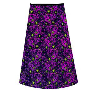 Glowing Flowers : A-line Midi Skirt - Polyester stretch fabric - Free standard shipping