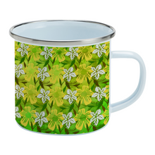 Load image into Gallery viewer, Golden Daisies Green Pattern : Mug Enamel Camping Style - Heat-Resistant  - 10 Oz  - Free standard shipping
